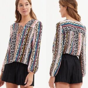 Marie Oliver Animal Print Phoebe Peasant Blouse